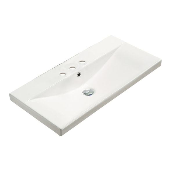 23.86 W 3H4 Ceramic Top Set In White Color, Overflow Drain Incl.